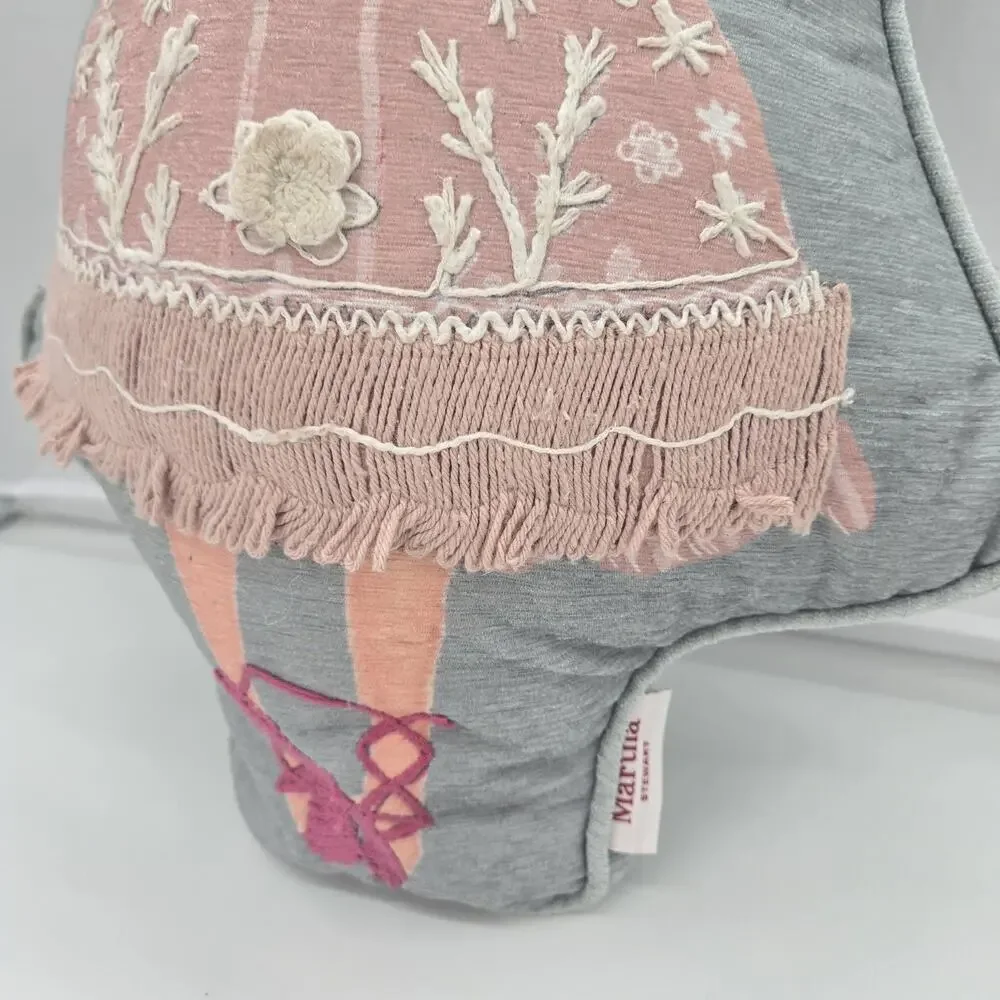 Martha Stewart Accent Pillow Fairy Ballerina Embroidered Crochet Princess Cottag